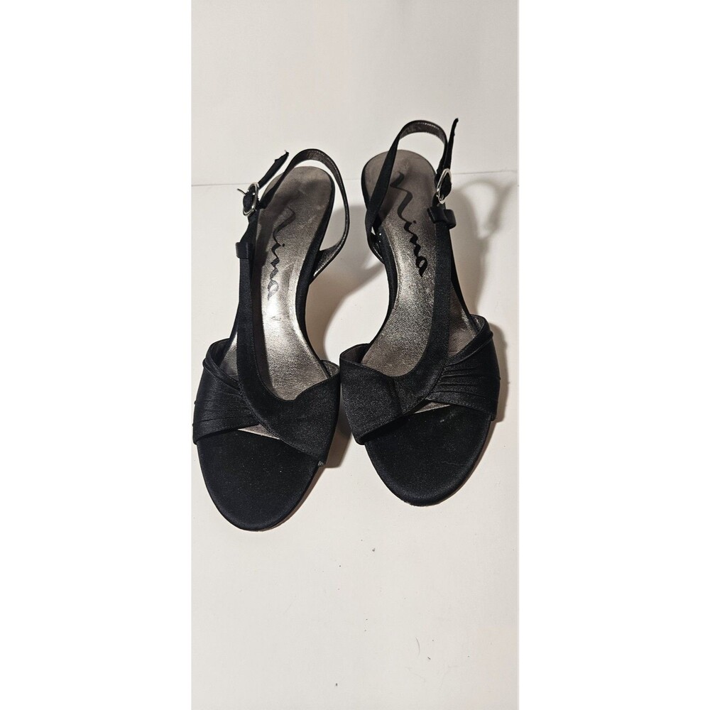 Nina Satin Stiletto Sandal Black Size 9.5M